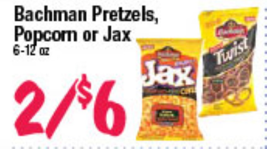 Bachman Pretzels, Popcorn or Jax