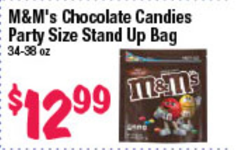 M&M's Chocolate Candies Party Size Stand Up Bag