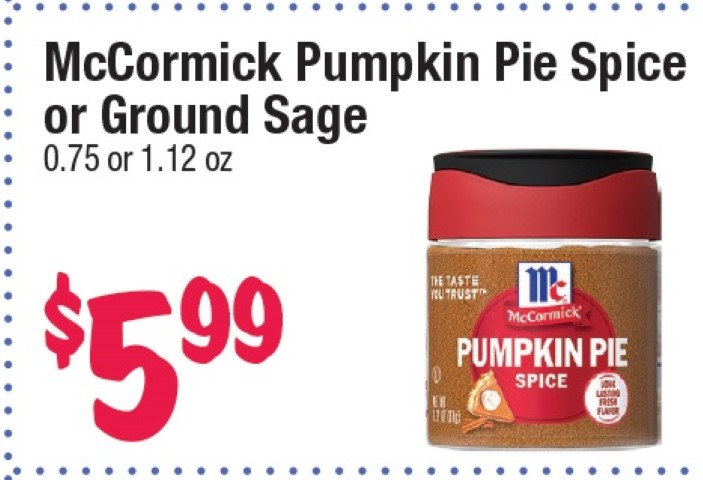 McCormick Pumpkin Pie Spice or Ground Sage