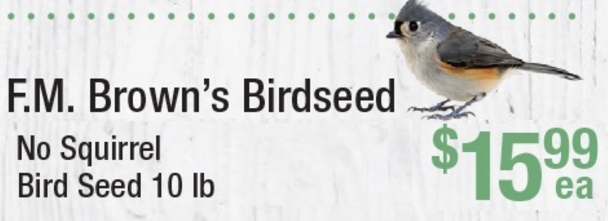 F.M. Brown's No Squirrel Bird Seed