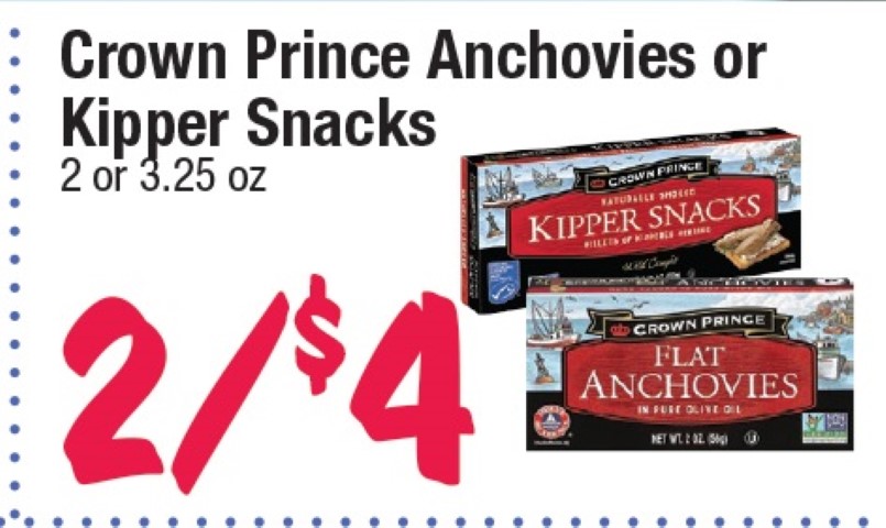 Crown Prince Anchovies or Kipper Snacks