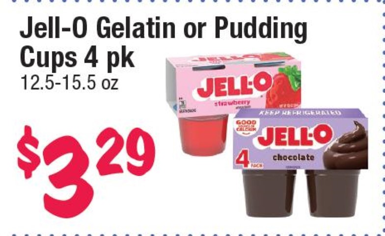 Jell-O Gelatin or Pudding Cups 4 pk
