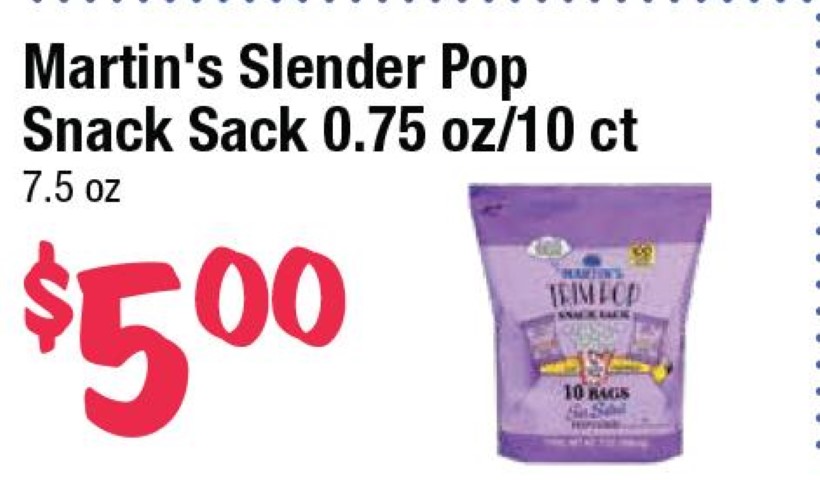 Martin's Slender Pop Snack Sacks 0.75 oz/10 ct