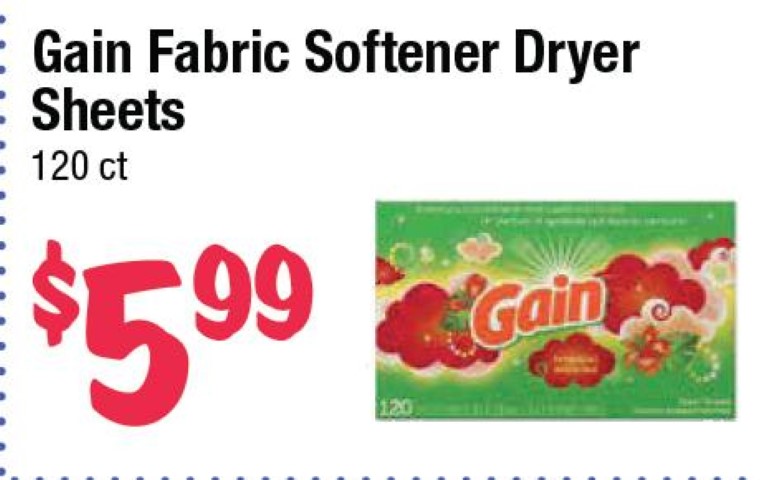 Gain Fabric Softener Dryer Sheets
