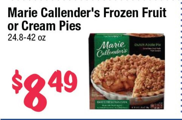 Marie Callender's Frozen Fruit or Cream Pies
