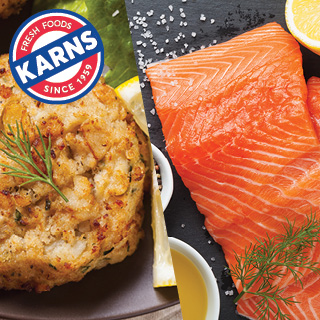Karns Jumbo Lump Crabcakes Or Fresh 5 oz. Chilean Salmon Fillet Portions