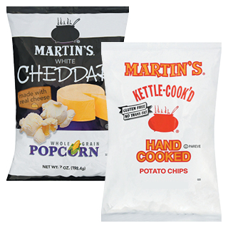 Martin's Popcorn & Kettle Cook'd Potato Chips Martin's Popcorn & Kettle Cook'd Potato Chips