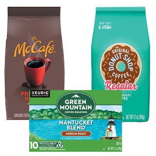 Green Mountain K-Cup Coffee Pods, McCafe Premium Roast & Donut Shop Ground Coffee